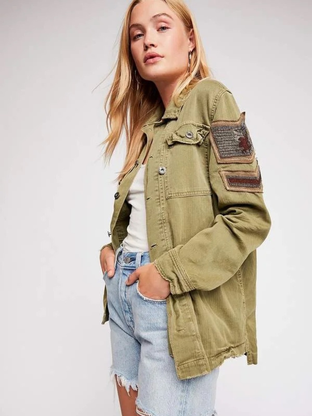 Free People Military embellished Shirt/ Jacket
